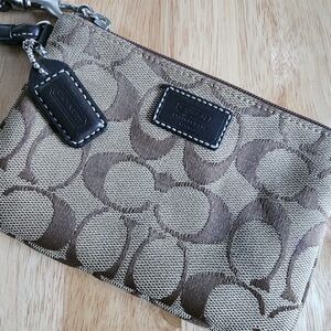 Coach Brown and Tan Signature Pouch